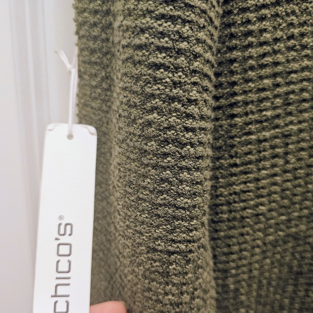 NWT Chico’s Size 1 Olive Green Textured Sweater Jacket Double Breasted - Picture 9 of 9
